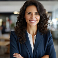 beautiful smiling businesswoman with bright teeth