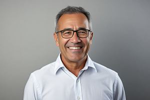 Portrait of mature man wearing button-up shirt