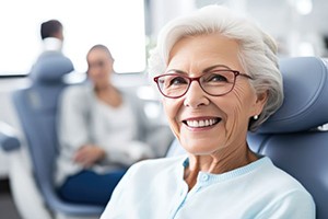 Close-up of happy, smiling senior dental patient
