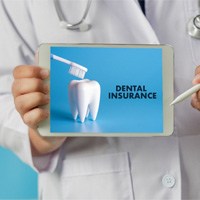 Dental insurance information displayed on electronic tablet screen