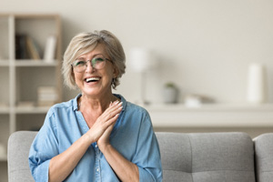 Laughing senior woman with beautiful teeth