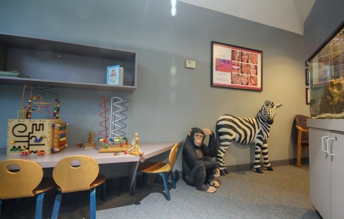 Kid friendly area in dental office waiting room