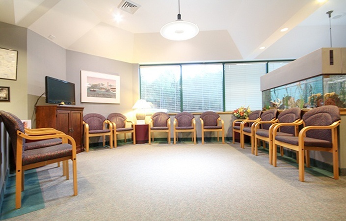 Comfortable seating in dental office waiting room