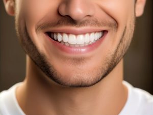 Man’s perfect smile with white, straight teeth